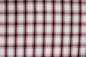 Maroon, Bright Blue & White Checked Linen