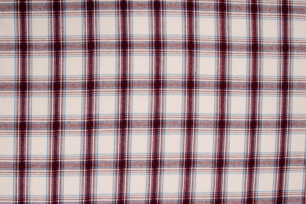 Maroon, Bright Blue & White Checked Linen