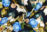 Earthy Toned Floral on Black Digital Printed Viscose