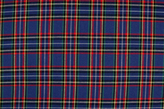 Classic Blue, Red & Green Tartan Brushed Cotton Check