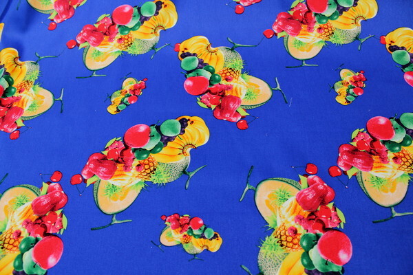 Tutti Frutti Printed Stretch Cotton - Blue