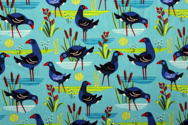 Early Birds Pukeko Printed Kiwiana Cotton