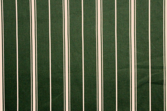 Ivory Stripes on Olive Green Linen