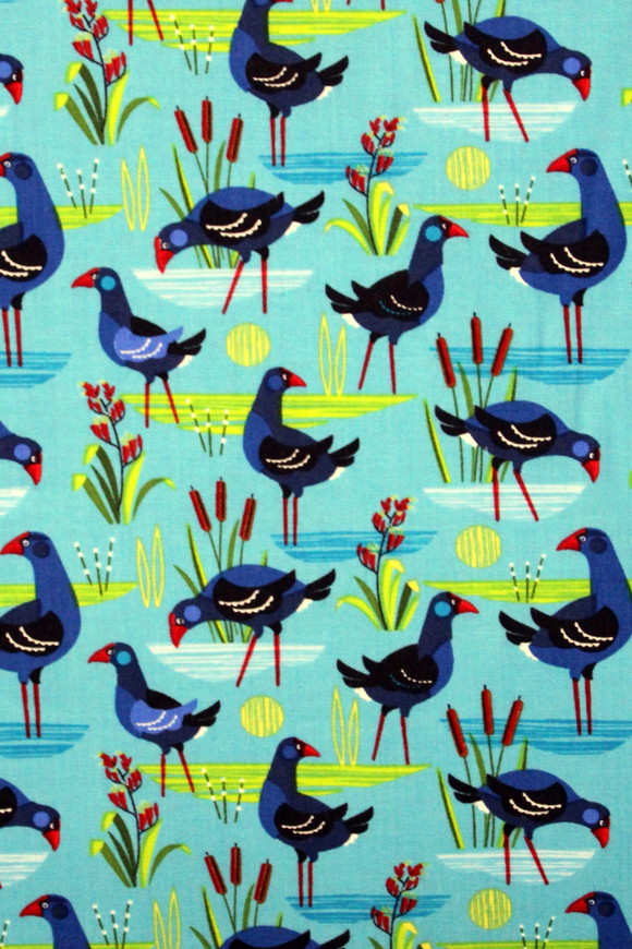 Early Birds Pukeko Printed Kiwiana Cotton