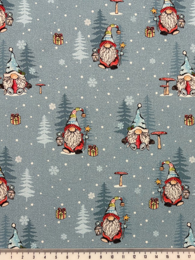 Santa Gnomes Printed Cotton