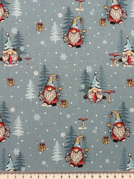 Santa Gnomes Printed Cotton