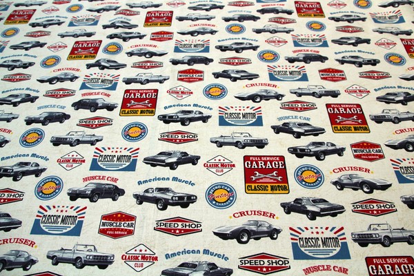 "American Muscle" Cars Premium Printed Cotton