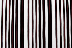 Red & Black Stripe on Ivory Rayon
