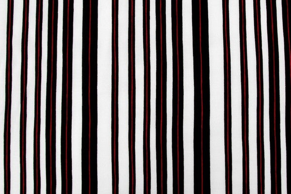 Black & Red Stripe on Ivory Rayon