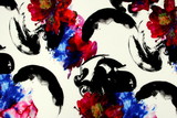 Bright Abstract Floral on White Digital Printed Viscose