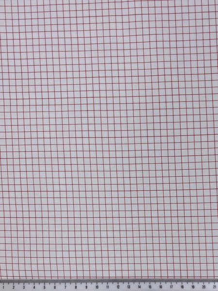 Red & Soft White Grid Patterned Printed Cotton
