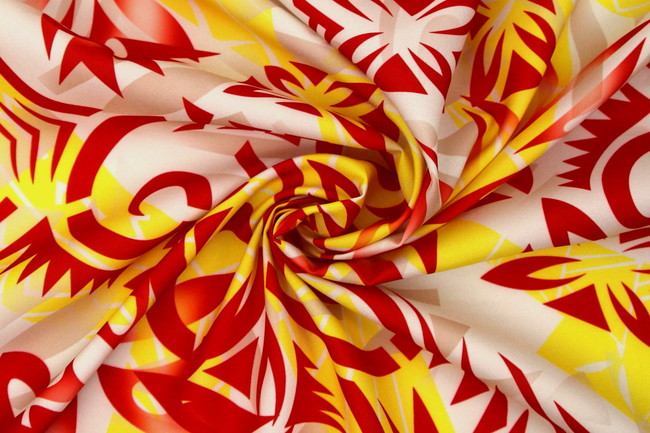 Red, Yellow & Beige Tones Pasifika Digital Printed Mini Matt