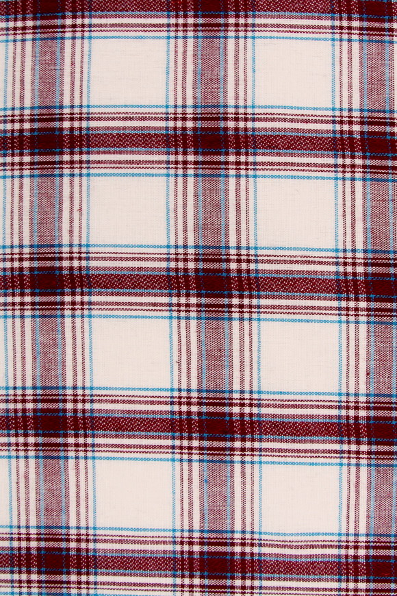 Maroon, Bright Blue & White Checked Linen