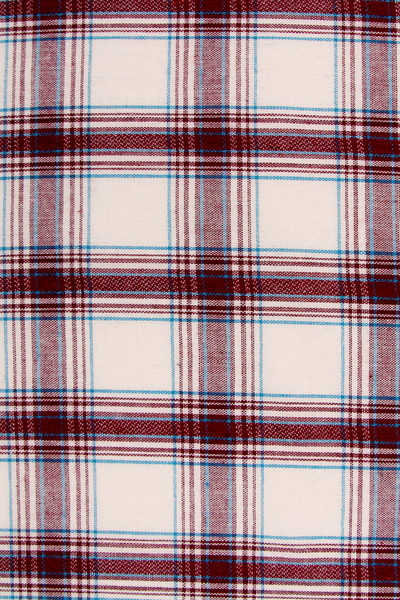 Maroon, Bright Blue & White Checked Linen