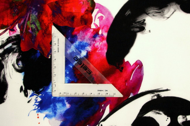 Bright Abstract Floral on White Digital Printed Viscose