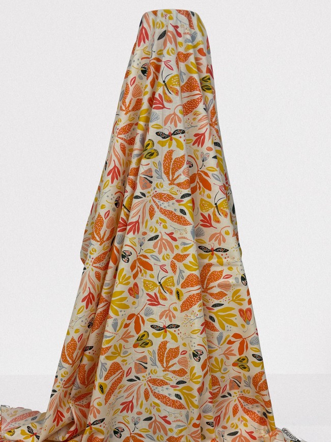 Citrus Flowers & Butterflies Printed Cotton