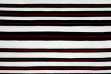 Black & Red Stripe on Ivory Rayon