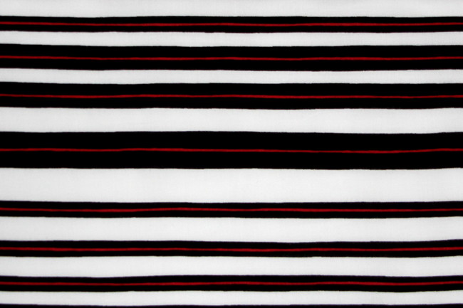 Black & Red Stripe on Ivory Rayon