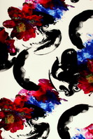 Bright Abstract Floral on White Digital Printed Viscose