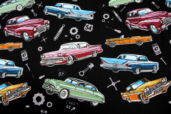 Classics on Black Printed Kiwiana Cotton