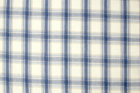 Light Blue, Beige & White Checked Linen