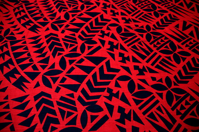 Red & Black Pasifika Printed Dobby