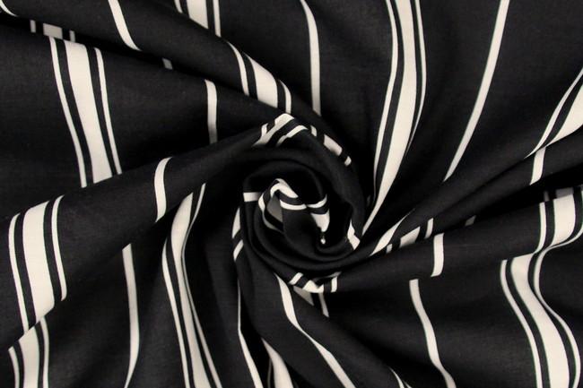 Ivory Stripes on Black Linen 