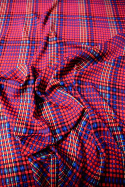 Bold Reds, Blue & Yellow Grid Light-weight Polyester