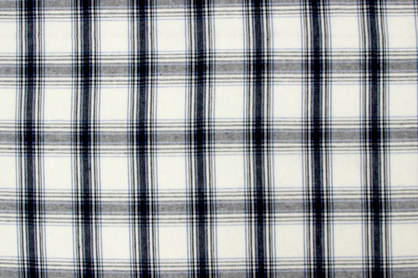 Navy, Light Blue & White Checked Linen