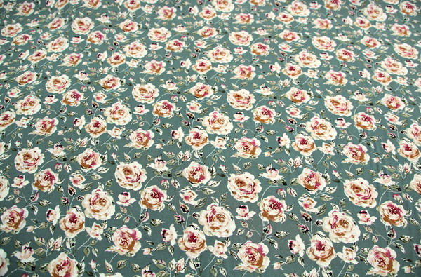 Muted Roses on Sage Rayon New Image