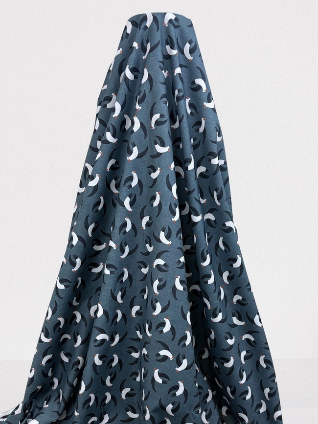 Swooping Seagulls Printed Cotton
