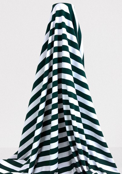 Bottle Green & White Striped Cotton Lycra