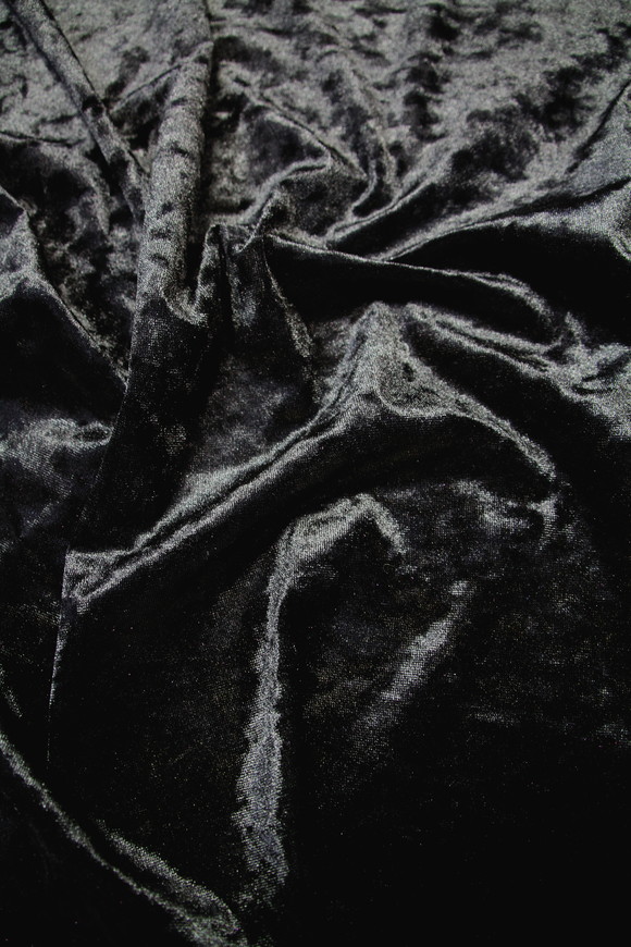 Jet Black Crushed Stretch Velvet