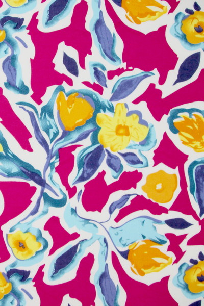 Summer Bright Floral on White Printed Rayon