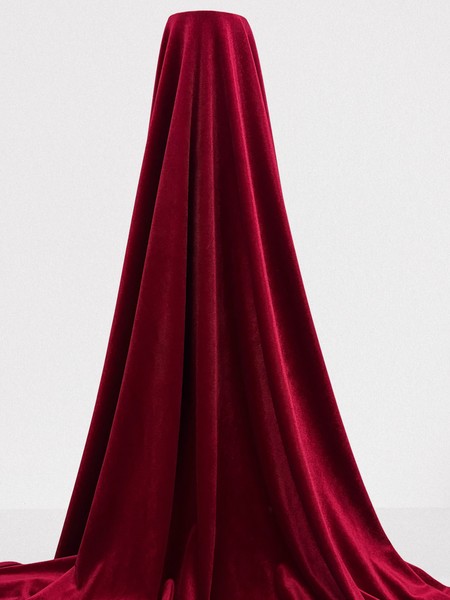 Deep Cherry Red Plush Stretch Velvet