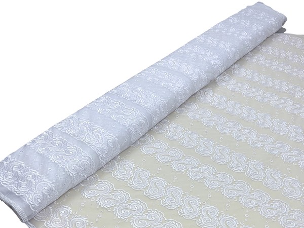 White Paisley Embroidered Tulle