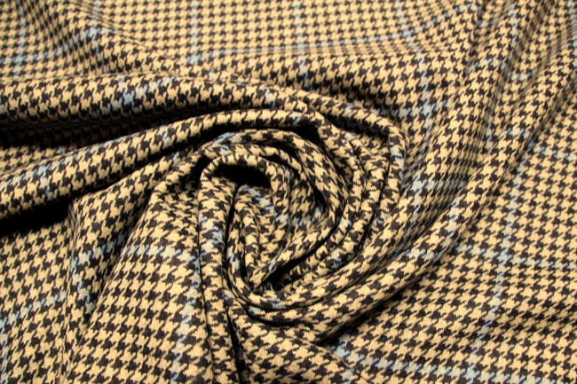 Brown & Caramel Houndstooth Wool Blend