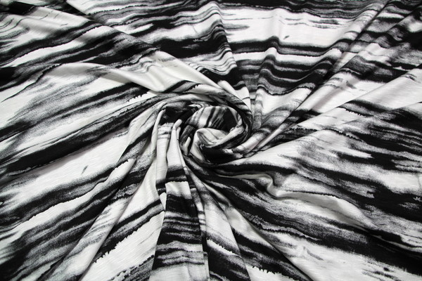 Black, Grey & Ivory Haze Printed Stretch Viscose Knit
