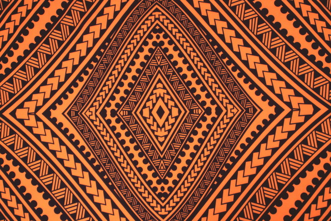 Samoan Tribal Inspired Digital Printed Orange & Brown Pasifika Mini Matt