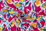 Summer Bright Floral on White Printed Rayon