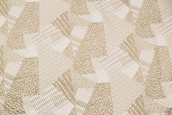 Beige & White 'Patch-work" Printed Stretch Cotton