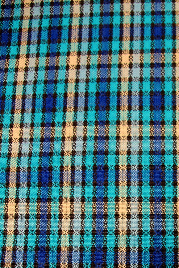 Bright Blues, Beige & Teal Woven Wool Blend
