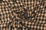 Beige & Mouse Gingham Cotton Slub 