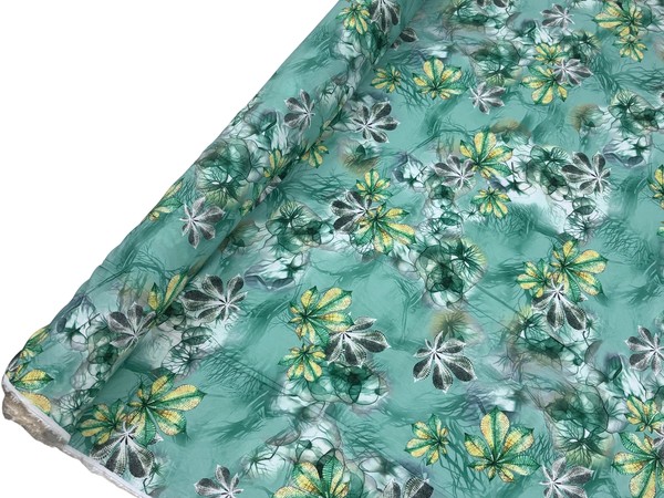 Smokey Forest Floral - Teal & Green Rayon