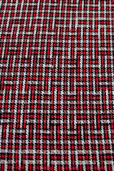 Red, Black & White Geometric Weave Wool Blend