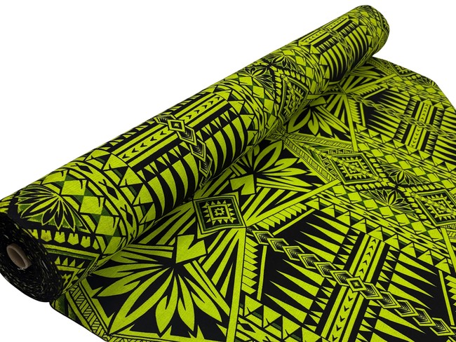 Green & Black on Lime Pacific Island Cotton Dobby
