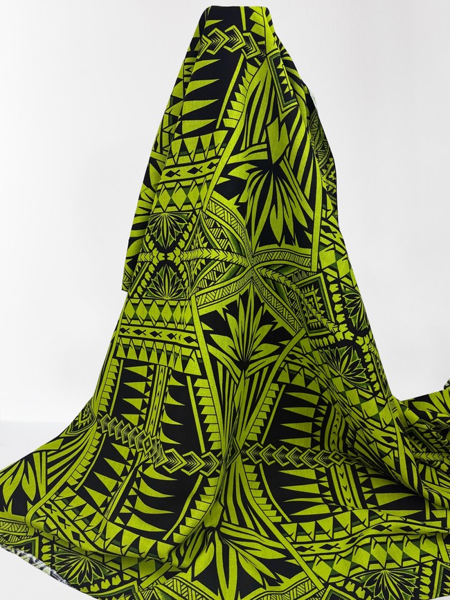 Green & Black on Lime Pacific Island Cotton Dobby