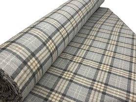 Grey & Neutral Tones Tartan Check Brushed Wool Blend