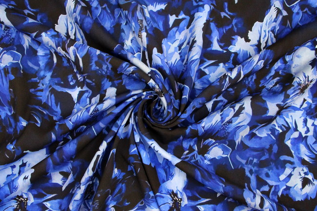 Floral Blue Tones Digital Printed Rayon