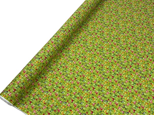 Reindeer on Green Cotton